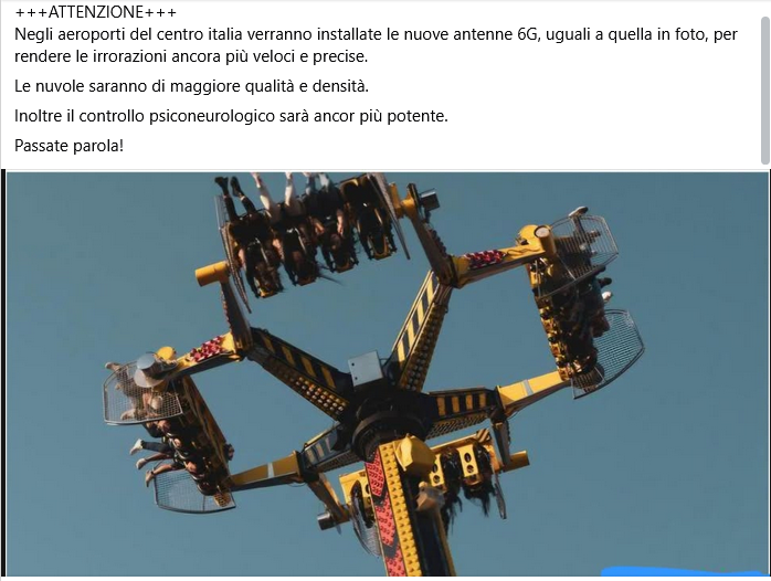 No, questo non è un ripetitore del 6G installato negli aereoporti per creare scie chimiche