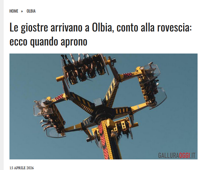 L'articolo sulle giostre di Olbia