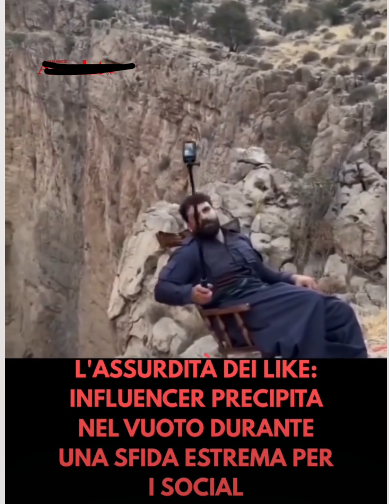 Il video dell'esploratore influencer che cade nel vuoto da una sedia è astuta ragebait (e vi siete caduti voi)