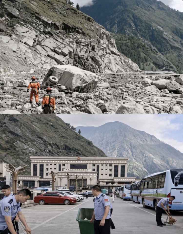 Sì, questa immagine del valico di Gyrong prima o dopo è vera (questa volta)