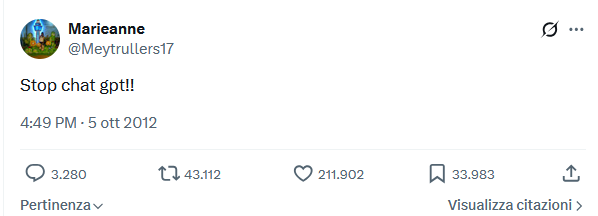 Il post X che parla di ChatGPT nel 2012 non riguarda ChatGPT (però esiste)