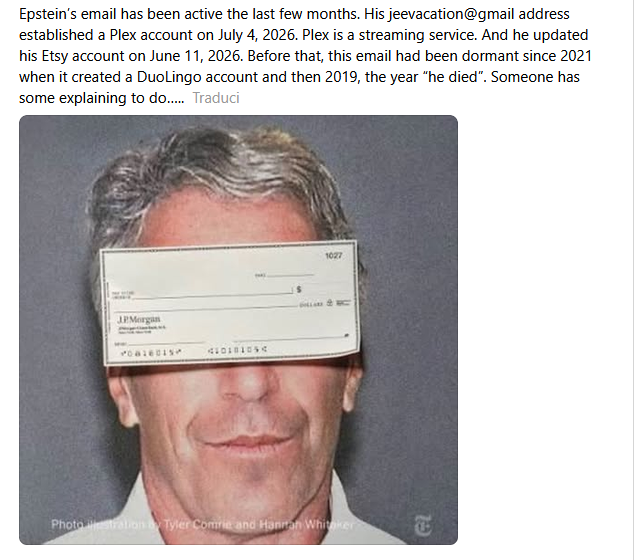 La prova che Epstein è ancora vivo è una burla (o un esperimento sociale)
