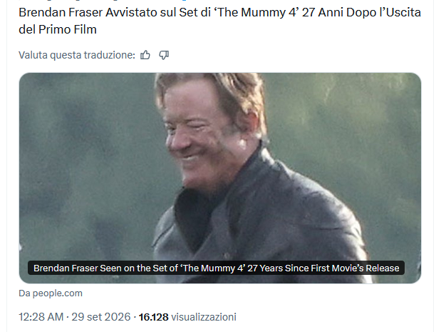 Sì, questi sono davvero scatti di Brendan Fraser sul set della Mummia 4