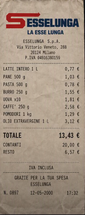 Lo scontrino del 2000