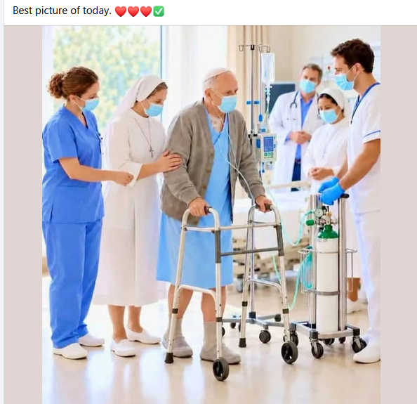 Le foto del Papa in ospedale che avete visto sono generate con AI (ed esportate da articoli divulgativi)
