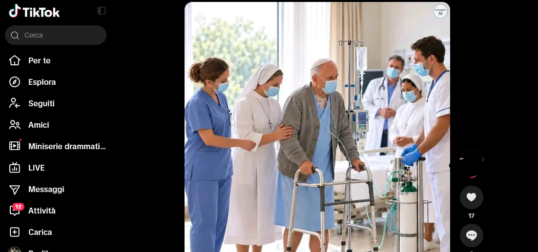 Le foto del Papa in ospedale che avete visto sono generate con AI (ed esportate da articoli divulgativi)
