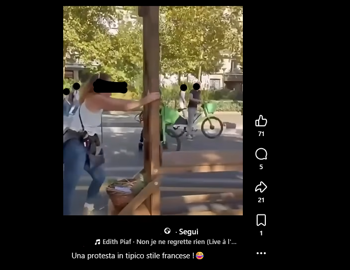 Questa "protesta in stile Francese con ghigliottina" non ha niente a che vedere con le proteste in Francia