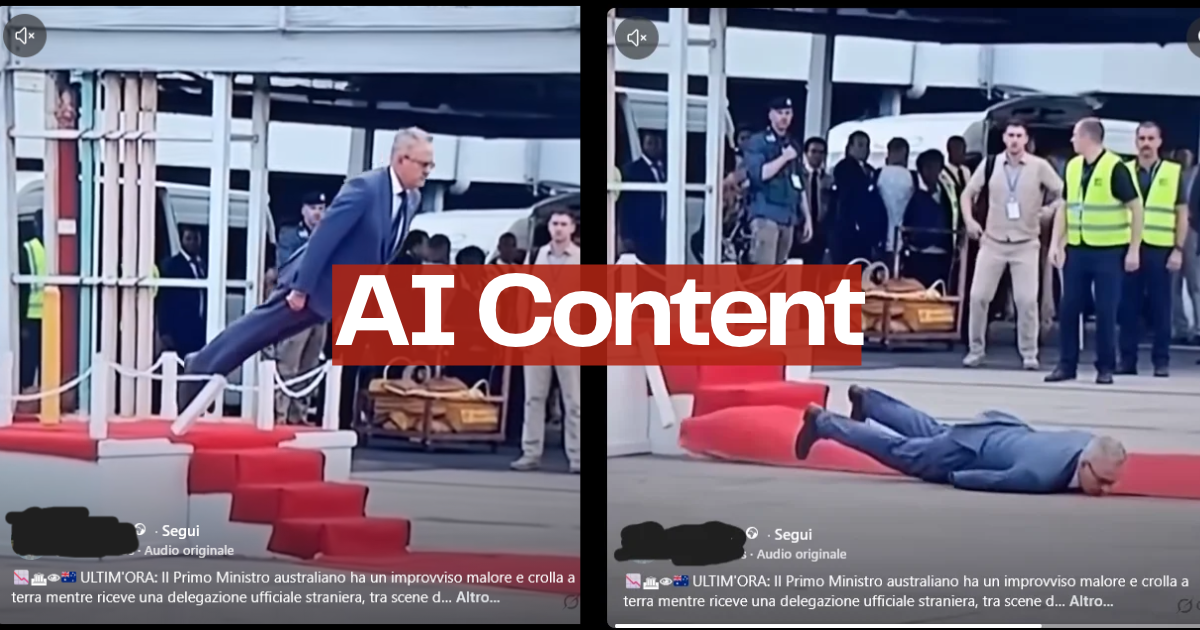 Questo video del malore improvviso del Primo Ministro Australiano è creato con AI