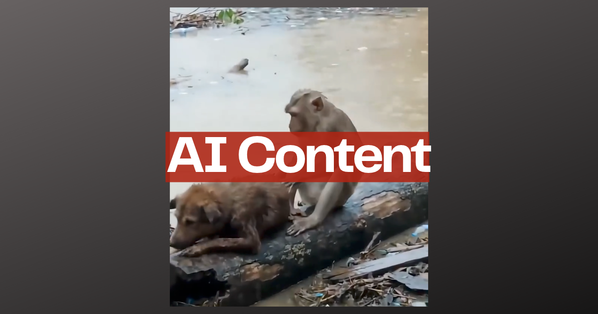 Il video della scimmietta che salva un cane dall’alluvione