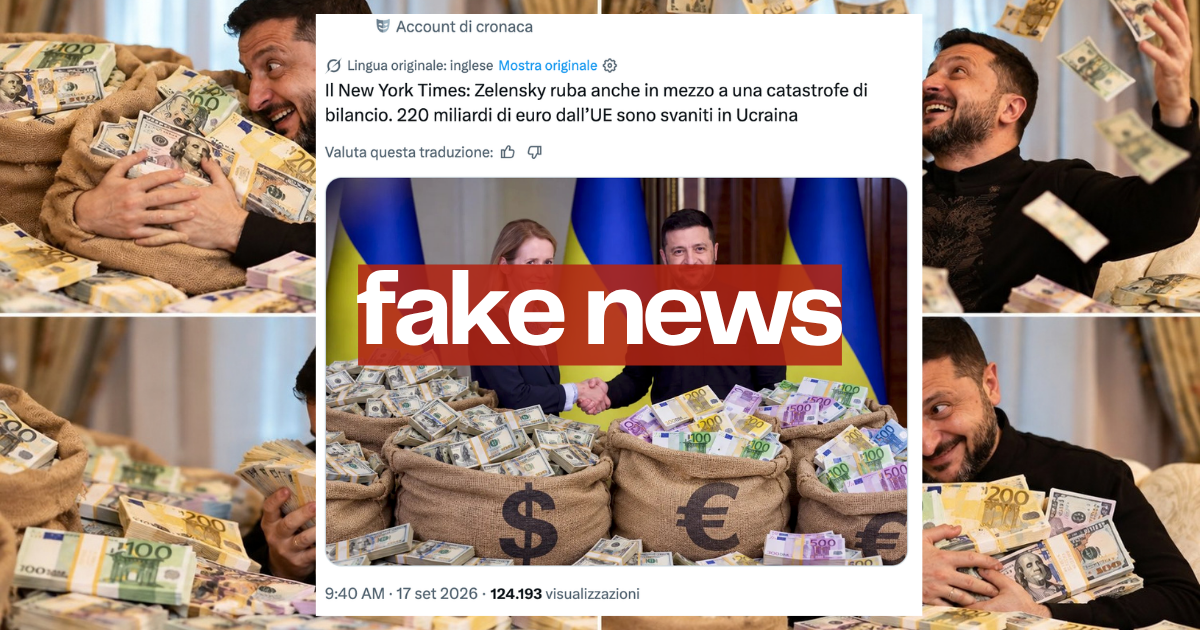 Il presunto articolo del New York Times su Zelensky che ruba 220 milioni di Euro è un Doppelganger